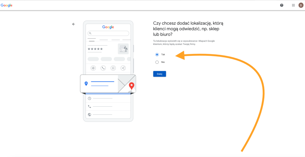 Wizytówka w Google - Jak stworzyć od zera - lokalizacja