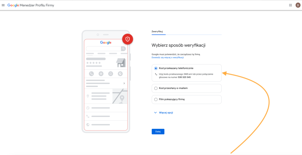 Wizytówka w Google - Jak stworzyć od zera - weryfikacja końcowa