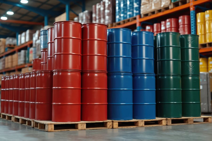 Pozycjonowanie dostawców surowców - magazyn beczek i pojemników z surowcami chemicznymi