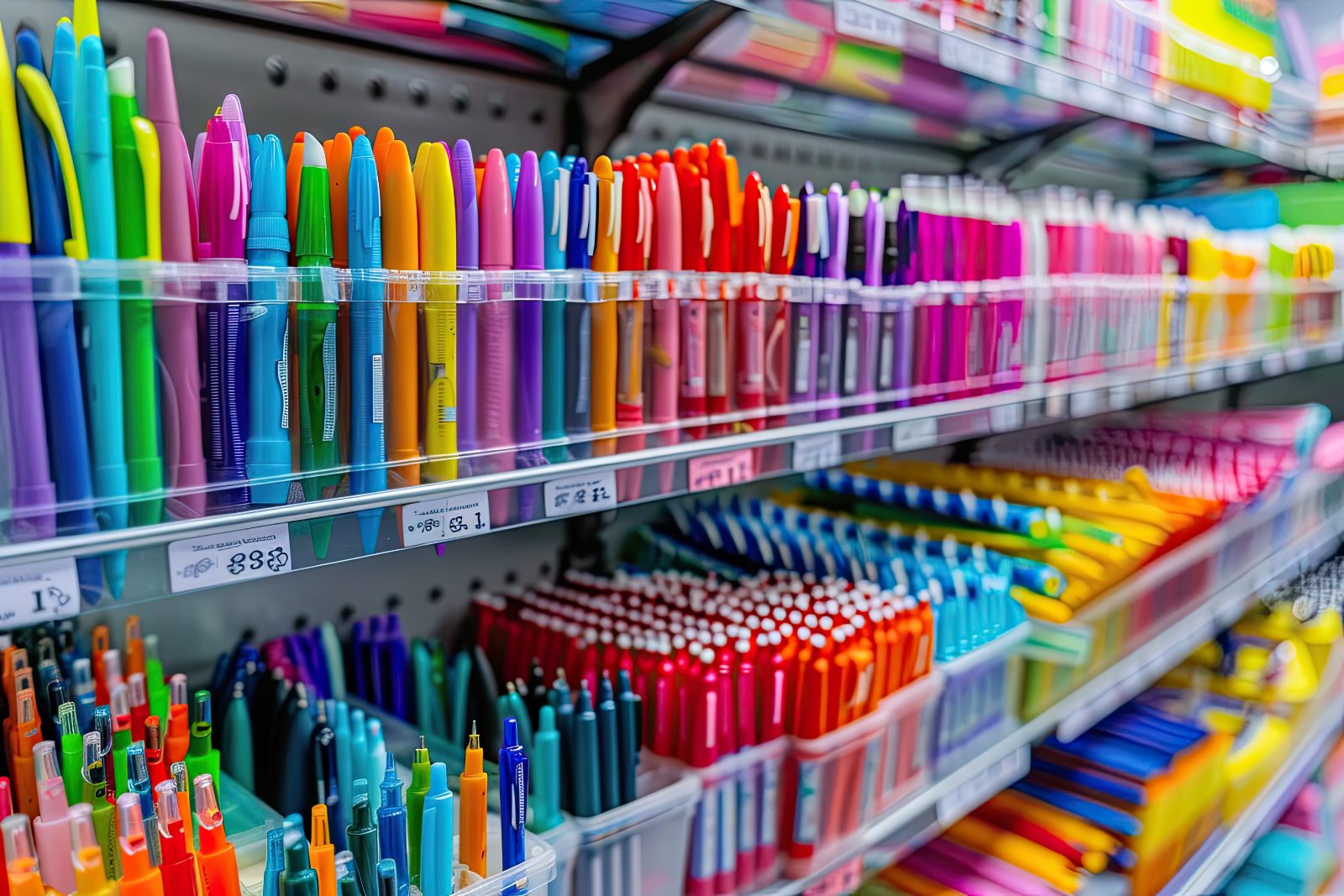 Pozycjonowanie sklepów papierniczych - półki z artykułami piśmienniczymi w sklepie