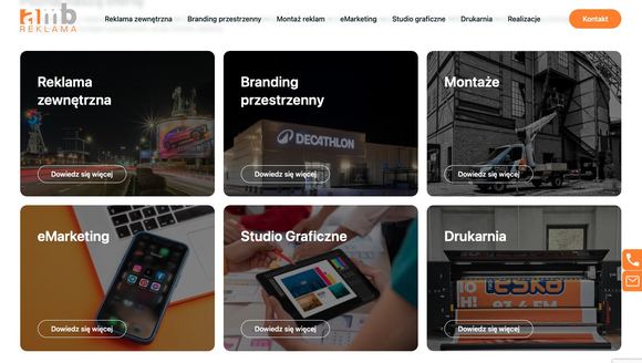 Strona internetowa AMB Reklama - agencja reklamowa, druk i montaże - widok na komputerze