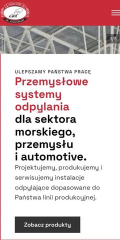 Strona internetowa CAV Polska - przemysłowe systemy odpylania - widok na telefonie