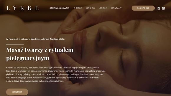 Strona internetowa Lykke Naturalnie - masaż i pielęgnacja twarzy, mysłowice - widok na komputerze