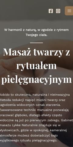 Strona internetowa Lykke Naturalnie - masaż i pielęgnacja twarzy, mysłowice - widok na telefonie