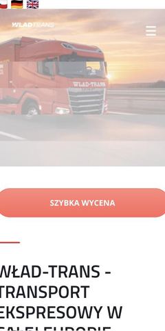 Strona internetowa Wład-Trans - transport ekspresowy, cała europa - widok na telefonie